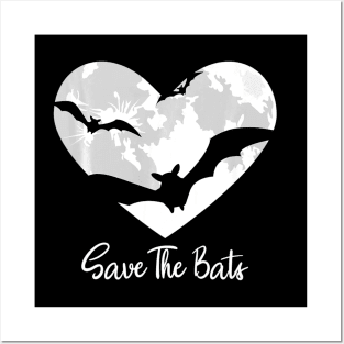 Bat Save The Bats Awareness Appreciation Full Moon Halloween Posters and Art